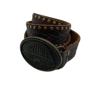 Vintage Hollister Genuine Leather Belt Mushroom Buckle Size Small
